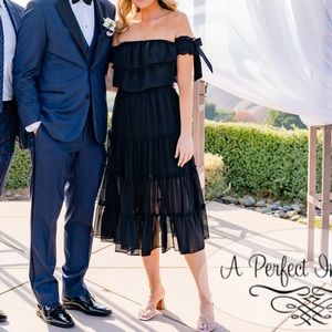 Misa Los Angeles Off The Shoulder Midi Dress